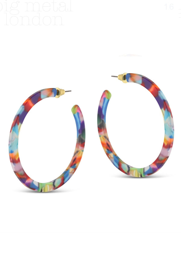 Combo/Pack/Set of 6 Pair of Colorful Glitter Hoop Earrings Sparkle Resin  Rhinestone Wrapped Hoop